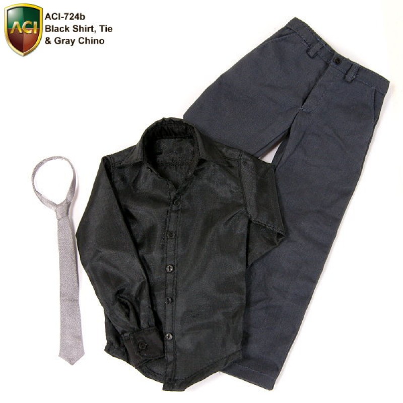 Black Shirt and Chino Pants Set