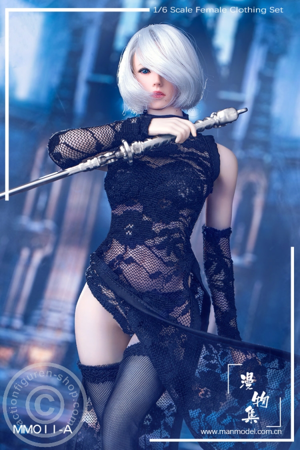 MaM11A-05 MISS Lace Cheongsam Set - schwarz