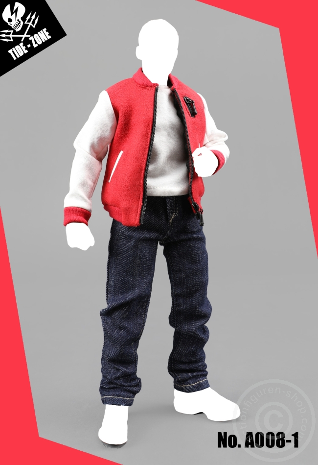 TiZ-A008-1-02 Baseball Blouse Suit Set - red