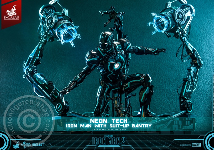 Iron Man 2 - Neon Tech Iron Man with Suit – Up Gantry Hot Toys Exclusive - MMS672D50 Iron Man 2 - Neon Tech Iron Man with Suit – Up Gantry Hot Toys Exclusive - MMS672D50