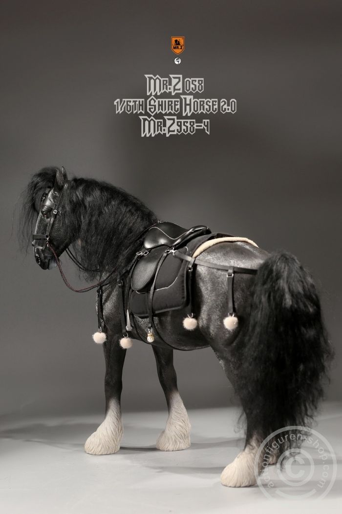 MRZ058-4-02 Shire Horse w/ Harness - black/white