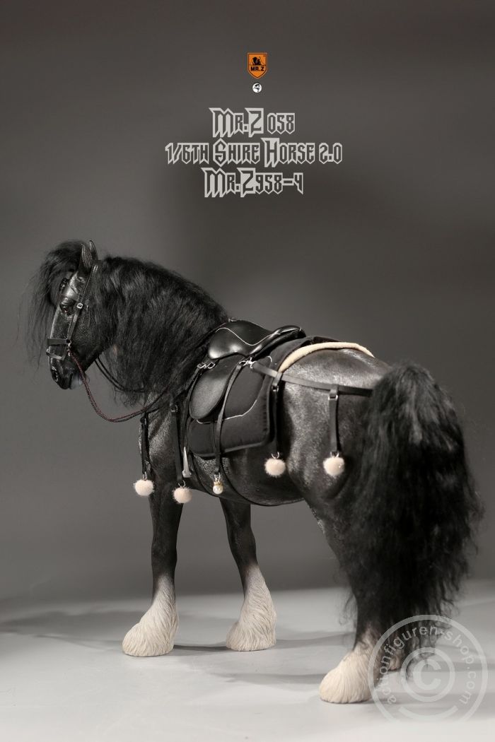 Shire Horse w/ Harness - black/white