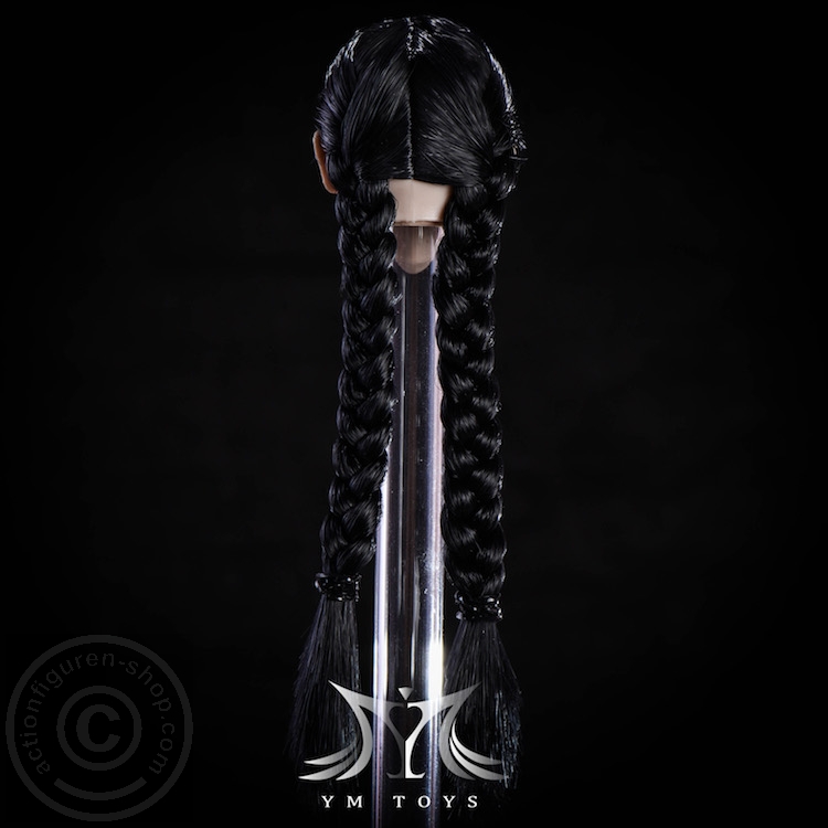 Asian Female Head - schwarze Haare mit Zöpfen