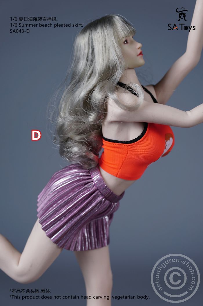 SATSA043D-02 Summer Beach Top & Pleated Skirt - D