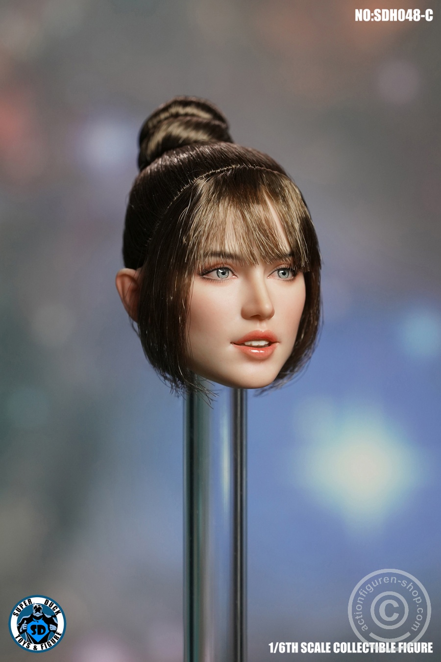 Female Head - short brown hair, styled up