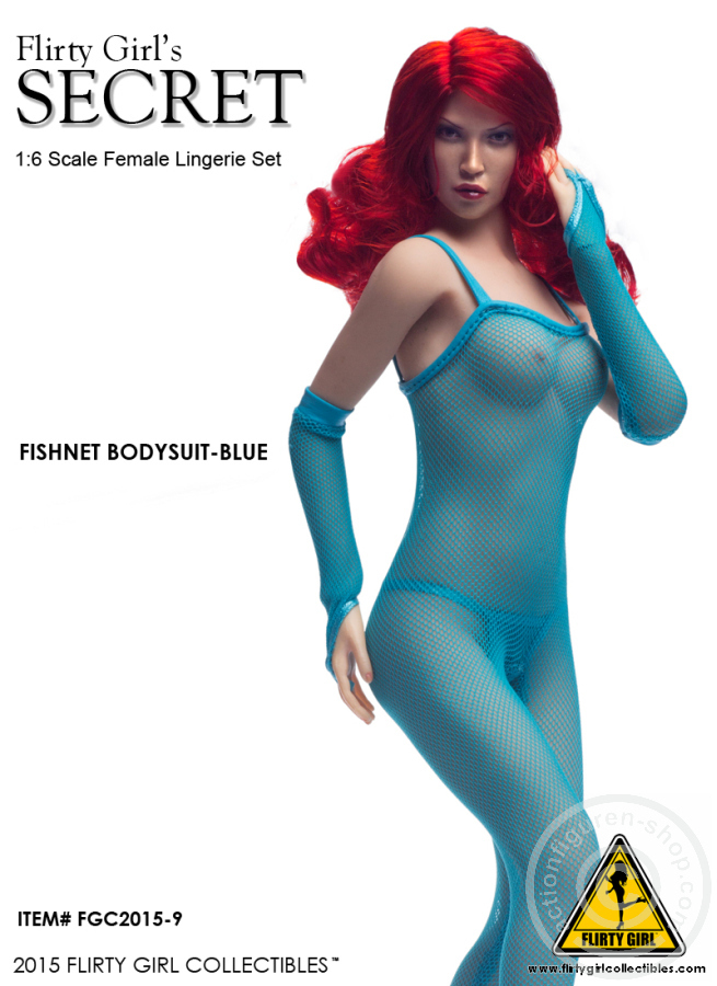 Fishnet Bodysuit Set - blau