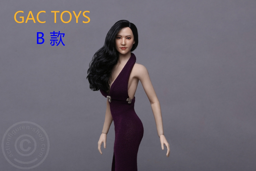 Female Head - black long curly Hair