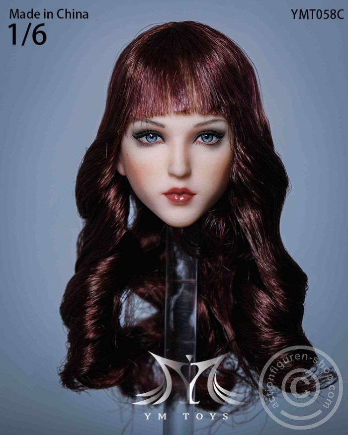 Female Head - long curly brown Hair