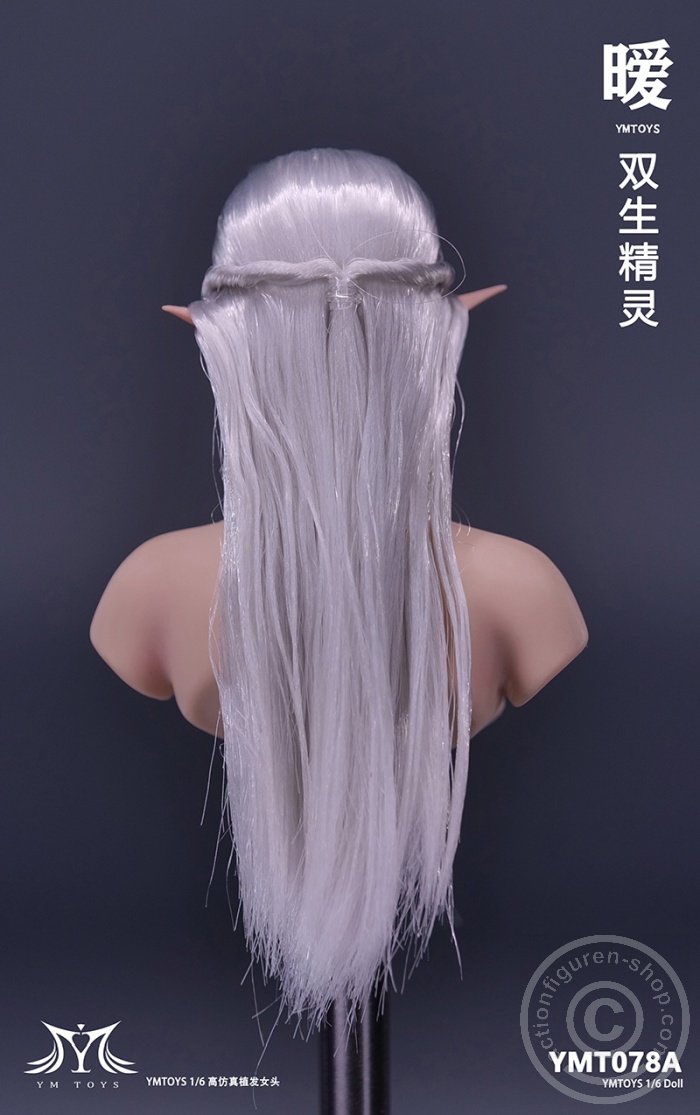 Elf Girl - Head - long white Hair - 2 pairs of ears