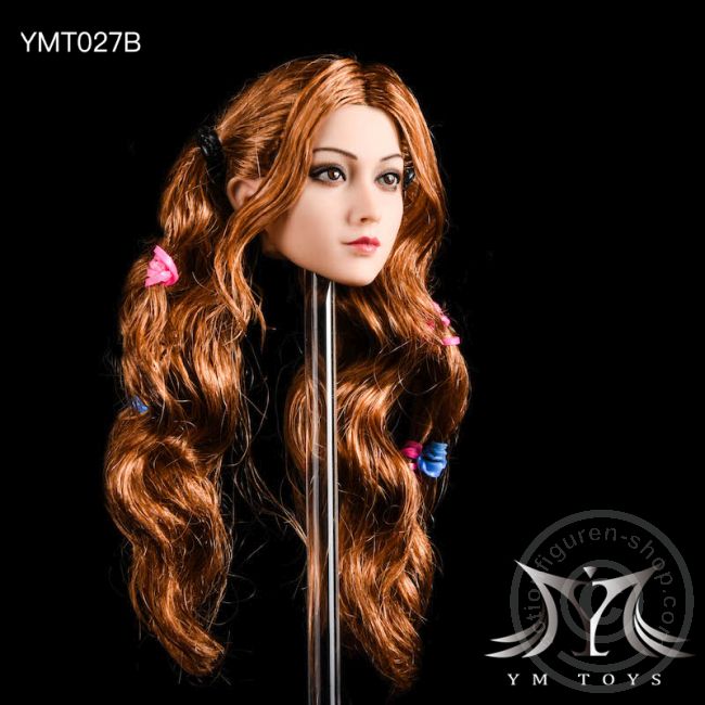 Kopf - brown long curly Hair w/ Braids