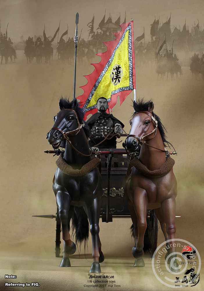Chinesischer Streitwagen mit 2 Pferden