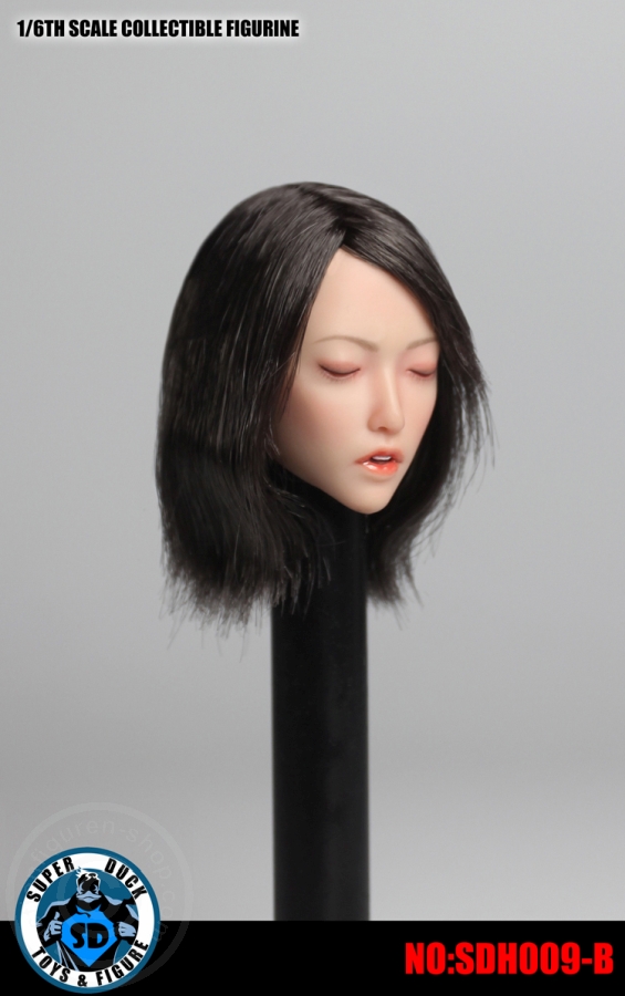 Female Head - closed Eyes - black short Hair