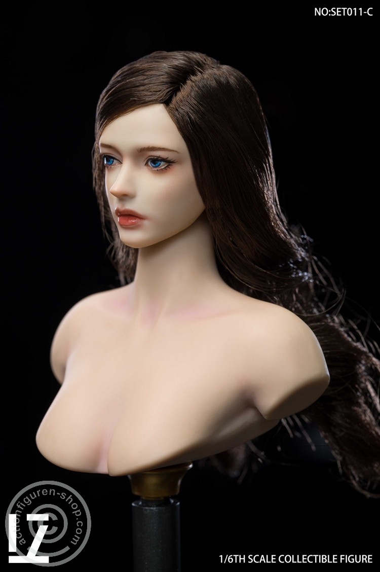 Female Character Head Sculpt - long brown hair