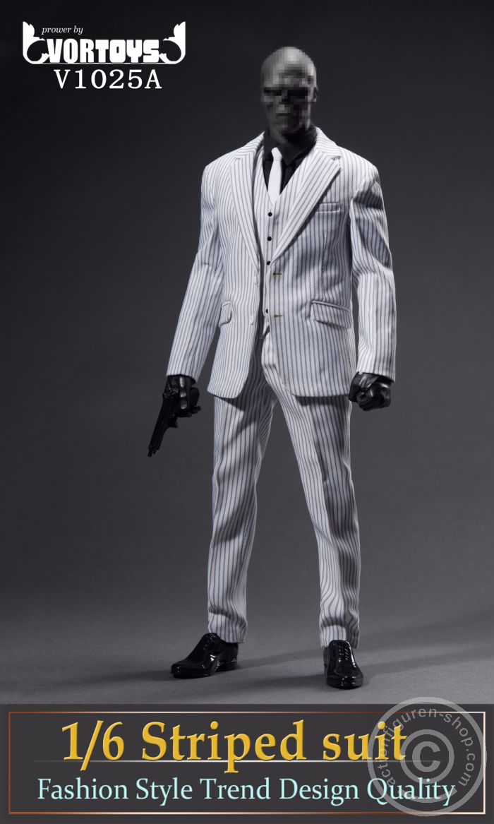 VT1025A-02 Men Striped Suit Set - white/grey