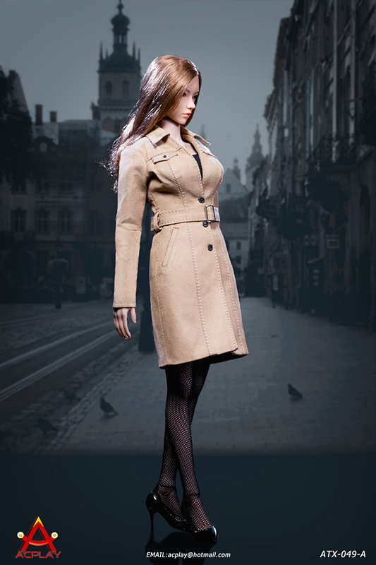 Female Trench Coat Suit - light-brown