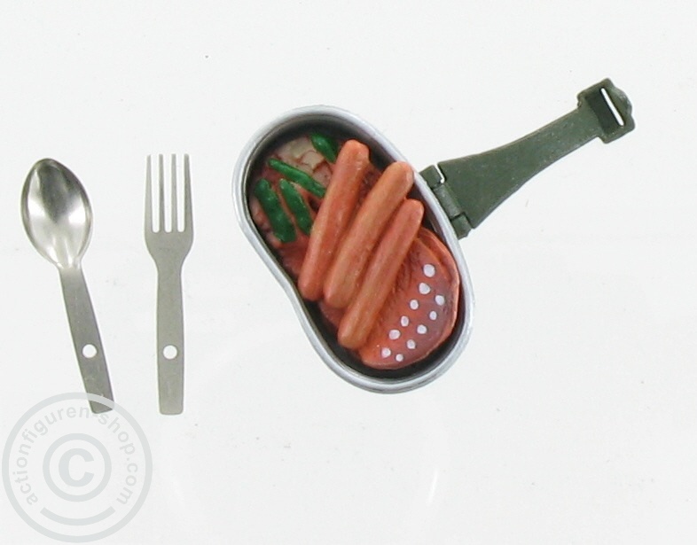 Feldgeschirr Deckel mit Mahlzeit + Gabel + Löffel