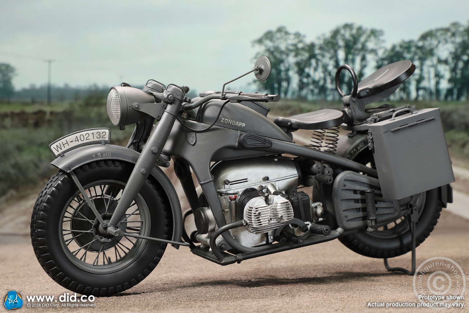 German Zündapp KS 750 Motorcycle with sidecar (Grey) - in 1/6 scale