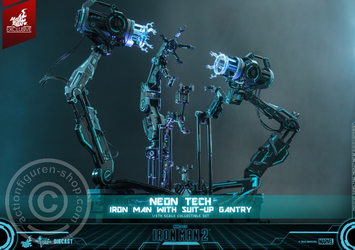 Iron Man 2 - Neon Tech Iron Man with Suit – Up Gantry Hot Toys Exclusive - MMS672D50 Iron Man 2 - Neon Tech Iron Man with Suit – Up Gantry Hot Toys Exclusive - MMS672D50