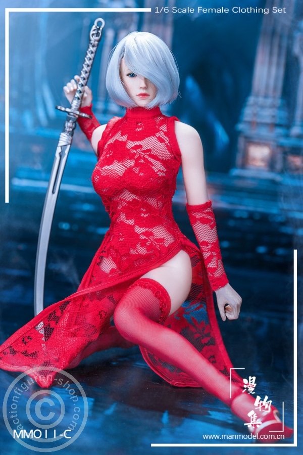 MISS Lace Cheongsam Set - rot