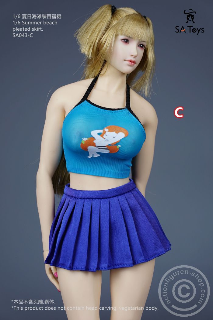 Summer Beach Top & Pleated Skirt - C