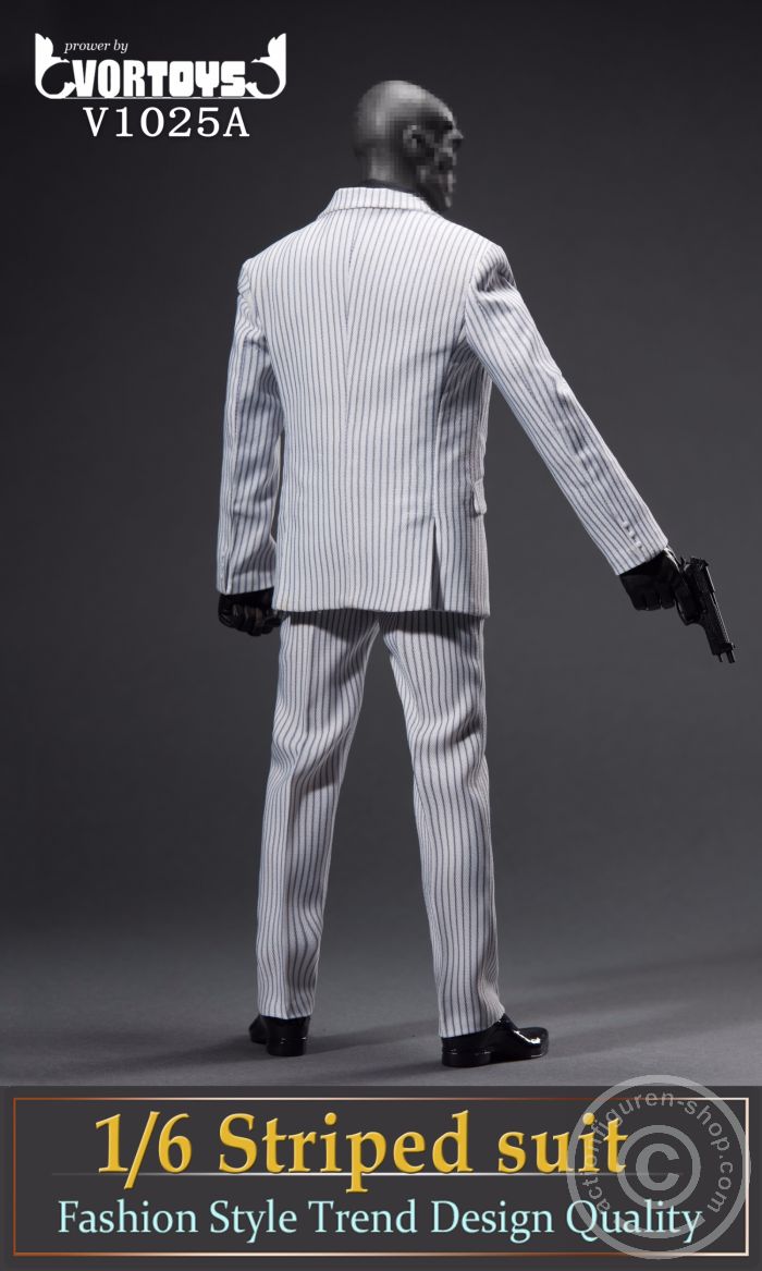 Men Striped Suit Set - white/grey