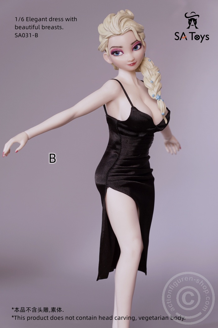 SATSA031B-04 Elegant Dress w/ great Dekoltee - black