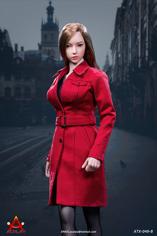 Female Trench Coat Suit - red