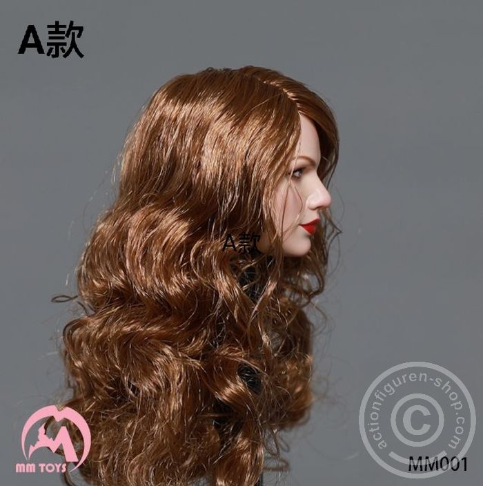 Female Head - Taylor - long brown curly Hair