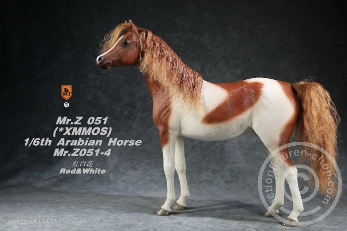 Arabian Horse w/ full European Harness - white-brown