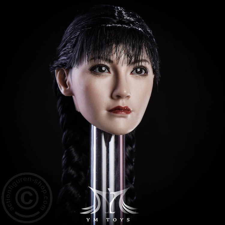 Asian Female Head - schwarze Haare mit Zöpfen