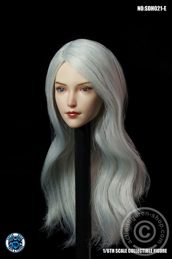 Female Head w/ detachable Elf-Ears - white long Hair