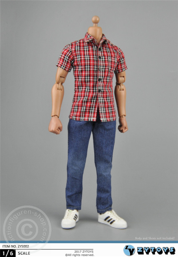 zy5002-05vH8OKU2lBZgi7 Kariertes Hemd mit Jeans und Gürtel
