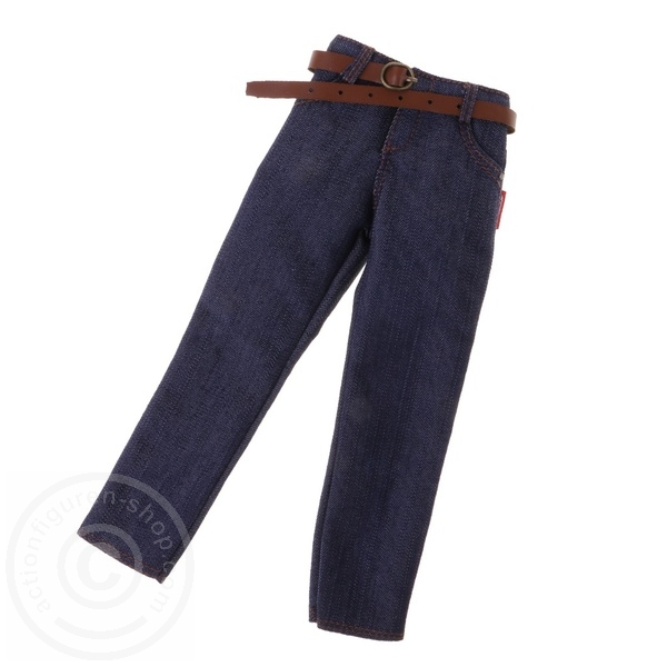 Blue Jeans Hose mit Leder Gürtel