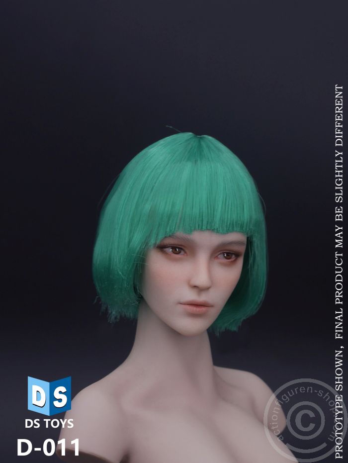 Female Head - short - green Hair