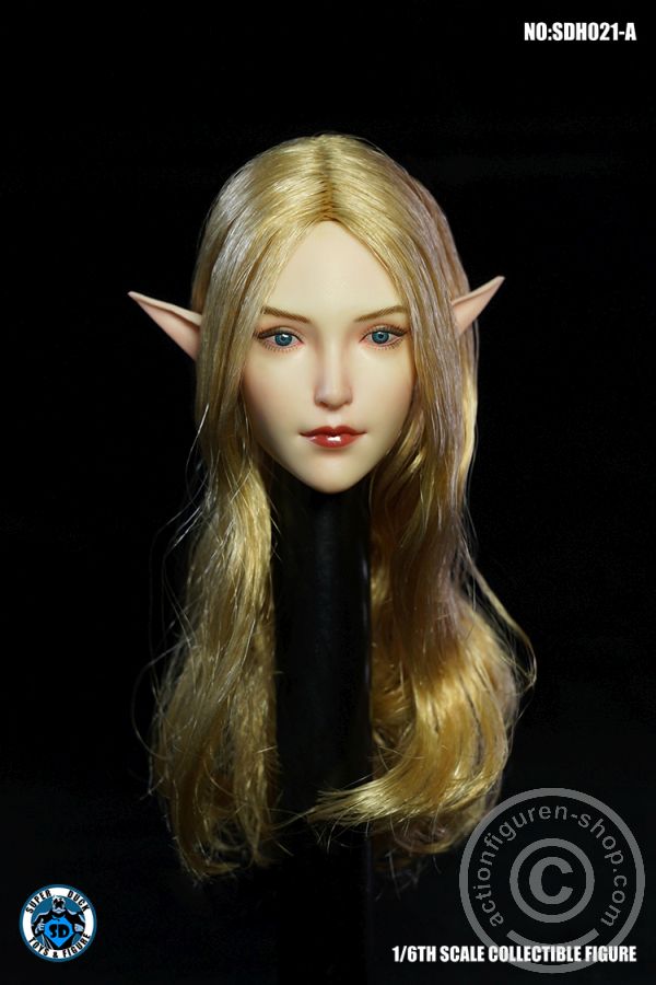 Female Head w/ detachable Elf-Ears - gold long Hair