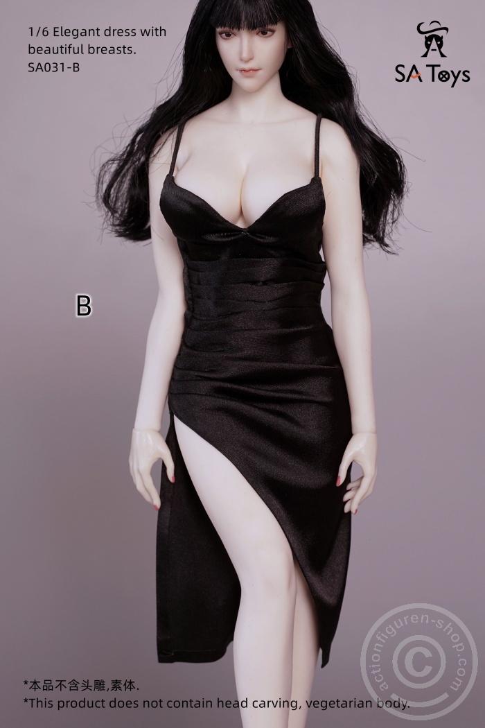 SATSA031B-01 Elegant Dress w/ great Dekoltee - black
