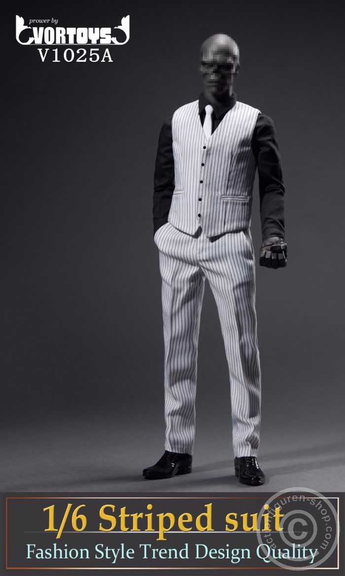 VT1025A-05 Men Striped Suit Set - white/grey