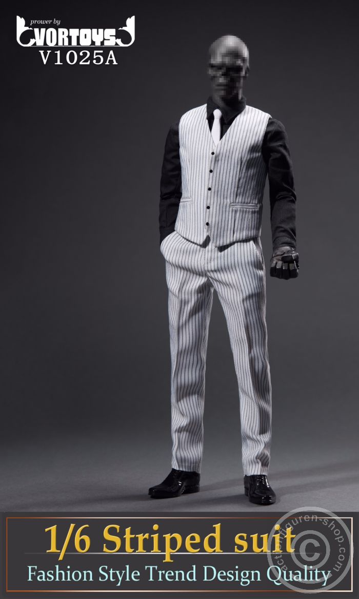 Men Striped Suit Set - white/grey