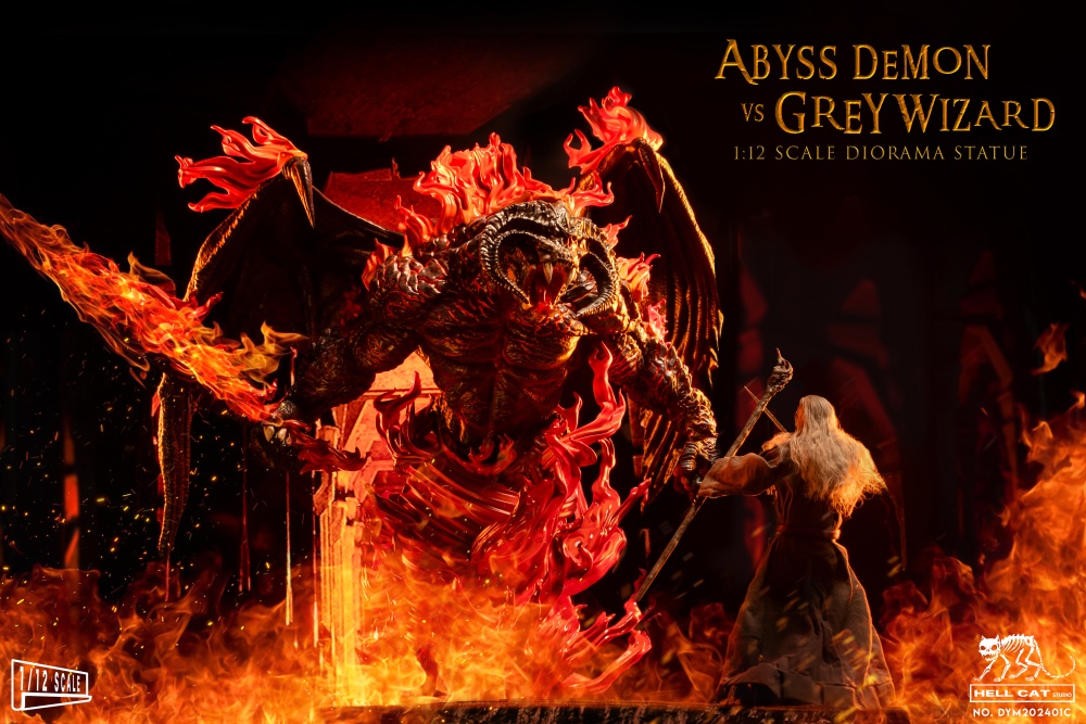 Grey Wizard vs Abyss Demon Figure Statue - in 1/12 scale