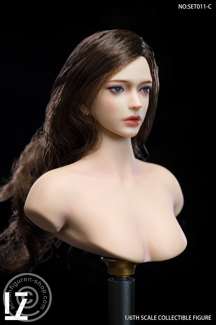 Female Character Head Sculpt - long brown hair