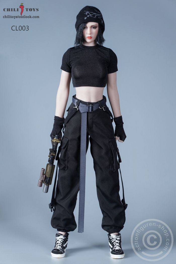 Casual Female Cargo Pants Set - B