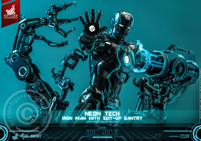 Iron Man 2 - Neon Tech Iron Man with Suit – Up Gantry Hot Toys Exclusive - MMS672D50 Iron Man 2 - Neon Tech Iron Man with Suit – Up Gantry Hot Toys Exclusive - MMS672D50