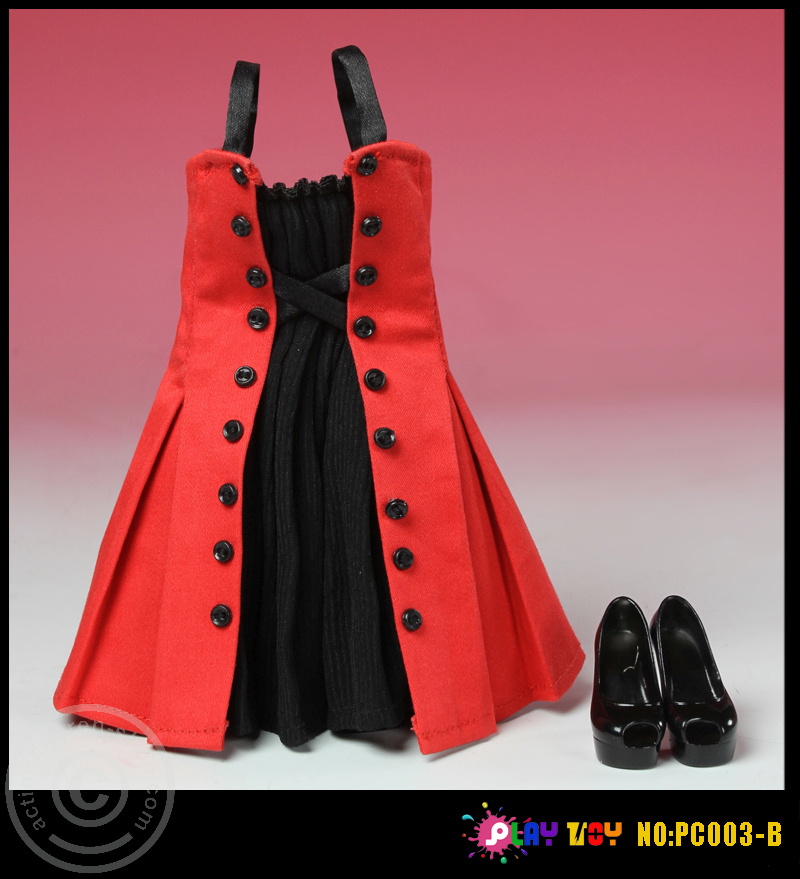 Kleid mit High Heels - rot/schwarz