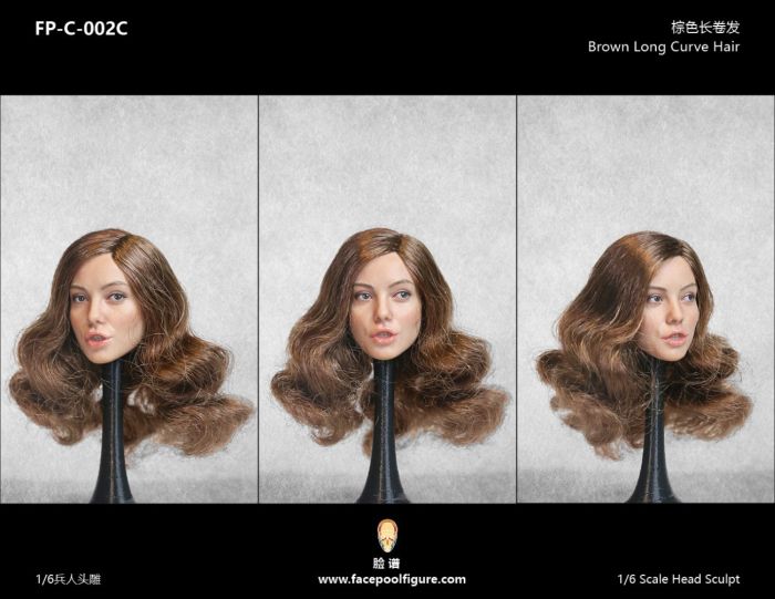 Kopf - weiblich - weiß - brown long Curve Hair