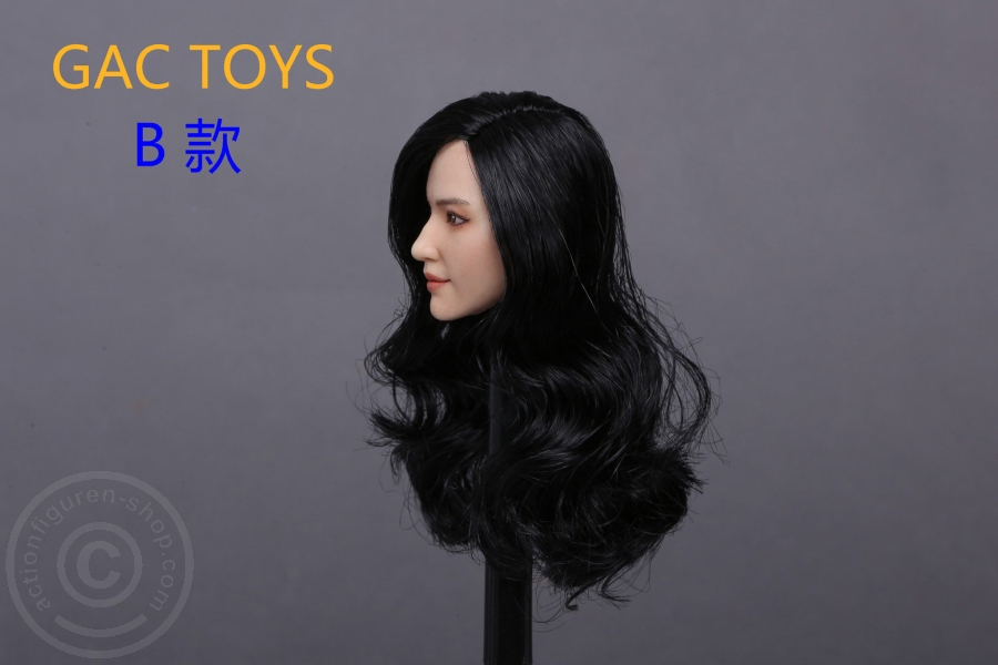 Female Head - black long curly Hair