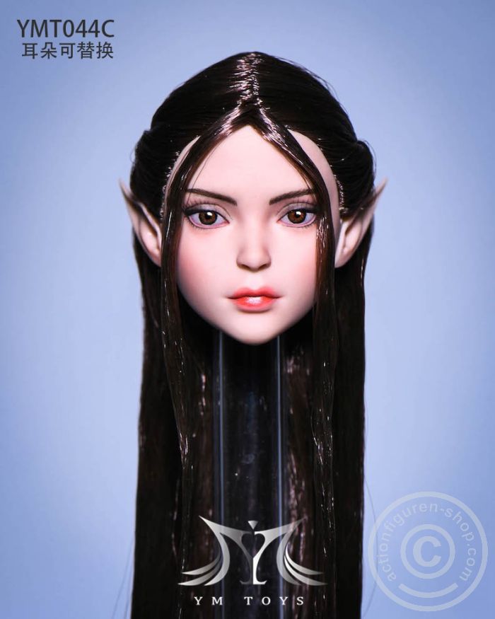 Elf 2.0 Head - dark-brown Hair - 2 pairs of ears