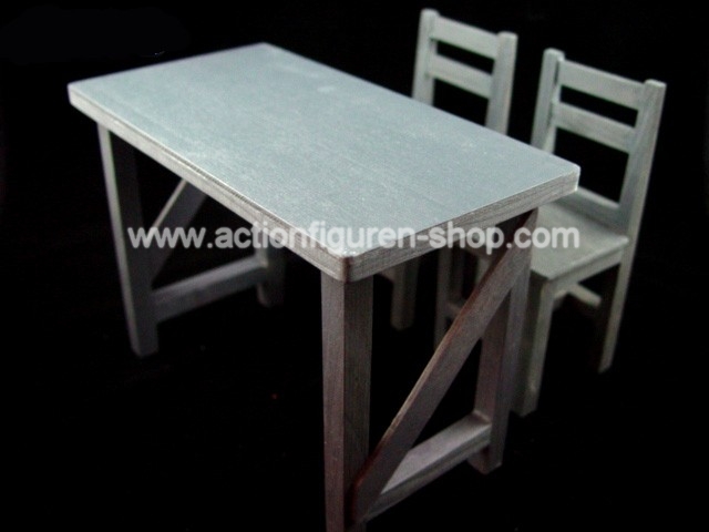 JJ001-02 Tisch mit 2 Stühlen - Holz (grau)