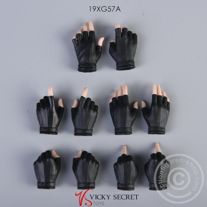 Half-Gloved Hand Set for female Bodys/Figures - black