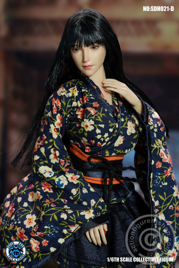 Female Head w/ detachable Elf-Ears - black long Hair