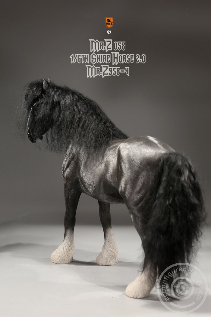 MRZ058-4-05 Shire Horse w/ Harness - black/white